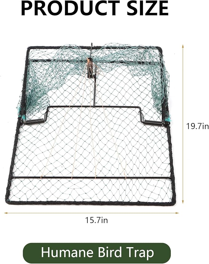 Humane Pigeon Trap,Bird Trap for Quail,Turkey,Net Traps (15.7x19.7 inch)