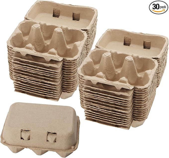 SOUJAP 30 Pack Half Dozen Paper Egg Cartons for Storing 6 Small to Medium Eggs
