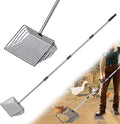Chicken Poop Scooper: 15-Inch Large with Ergonomic Grip, 5-in-1 Heavy Duty Adjustable Coop Scoop (24 to 68 Inches), Stainless Steel Sifting Litter Shovel for Chicken Coop Cleaning