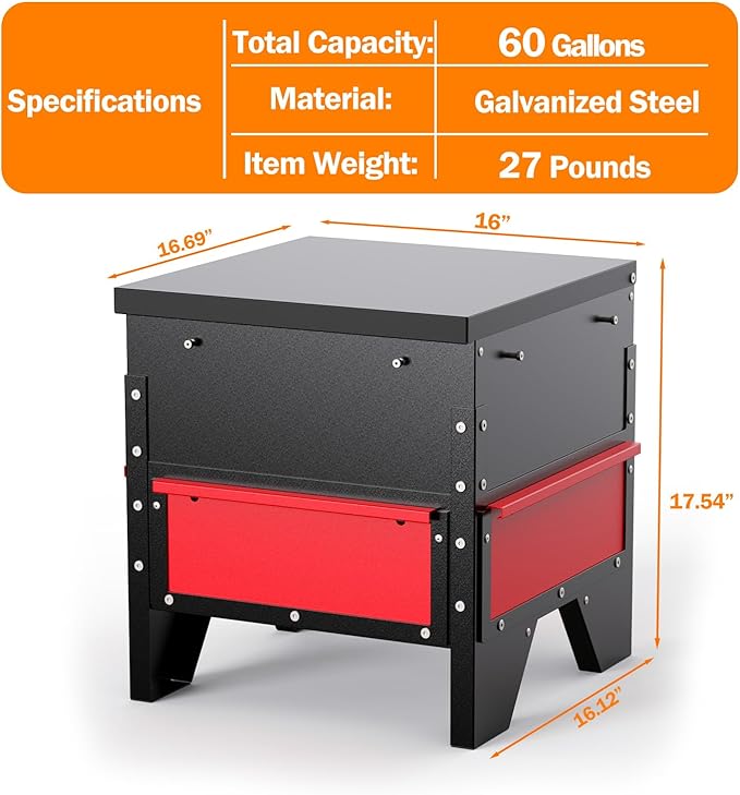 Automatic Chicken Feeder, 60-90lb Large Capacity, All Metal Poultry Feeder, No Waste Waterproof Chicken Feeder, Suitable for Geese, Ducks, Turkeys, Quails