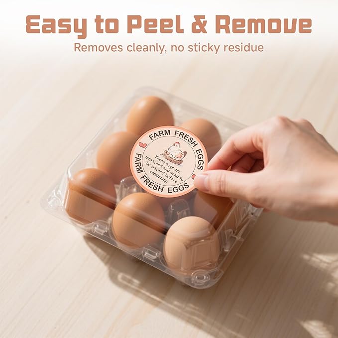 500 Pcs Farm Fresh Eggs Carton Labels Stickers 2 Inch Unwashed Egg Packaging Stickers for Chicken Duck Quail
