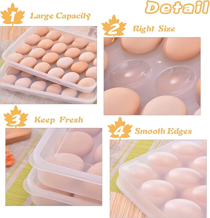 96 Egg Holders for Refrigerator,4 Set Clear Deviled Egg Tray with Lid,Plastic Egg Storage Container,Egg Organizer for Protect and Keep Fresh,24 Egg Tray x 4 Pack