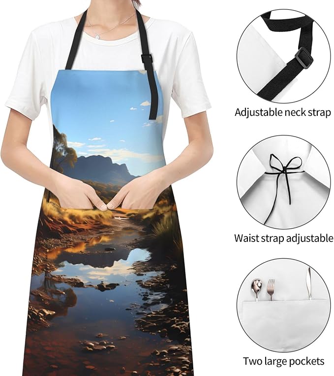 Dogs and Roses Heavy Duty Waterproof Apron with Pockets for AdultsResistant Grilling, Gardening, Painting