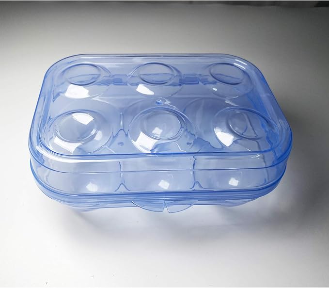 JAMOR 6 Grid Egg Storage Box Refrigerator Crisper Egg Protection Box Portable Egg Carriage Container For Camping Picnic Essential (Blue)