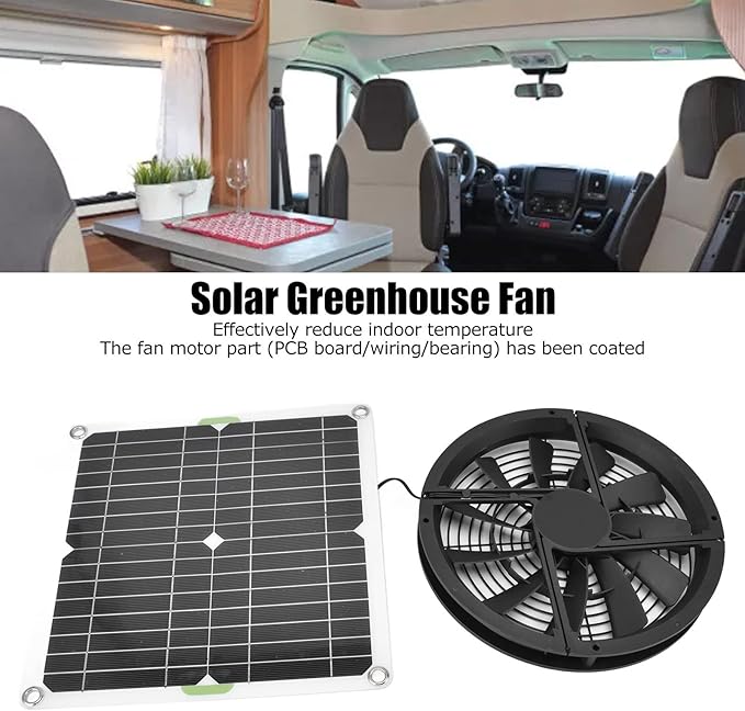 Solar Powered Fan Kit with Panel, 3000 RPM Ventilation System for Chicken Coop, Greenhouse, Shed with Window Exhaust, 100W
