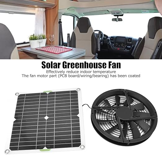 Solar Powered Fan, 100W Solar Panel and 10in Round Ventilation Case Exhaust Fan for Small Chicken Coops, Greenhouses, Pet Houses, Window Exhaust