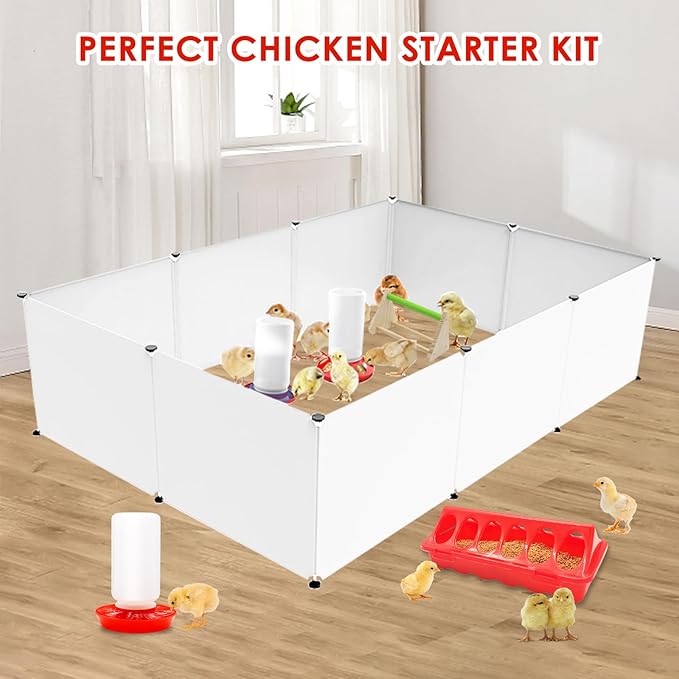 Chick Brooder Box Starter Kit with Chick Perch,flip Top Poultry Feeder, 1l Chick Feeder and Waterer Kit, Baby Chick Starter Home Kit, Baby Chicken Supplies for Baby Chick, Duck and Quail