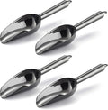 Mini Ice Scoop Set of 4, E-far 3 Ounce Platinum Black Stainless Steel Scoops for Candy/Flour/Sugar, Small Metal Scoops for Party/Canisters Jars/Kitchen Bar/Ice Maker, Rust Proof & Dishwasher Safe