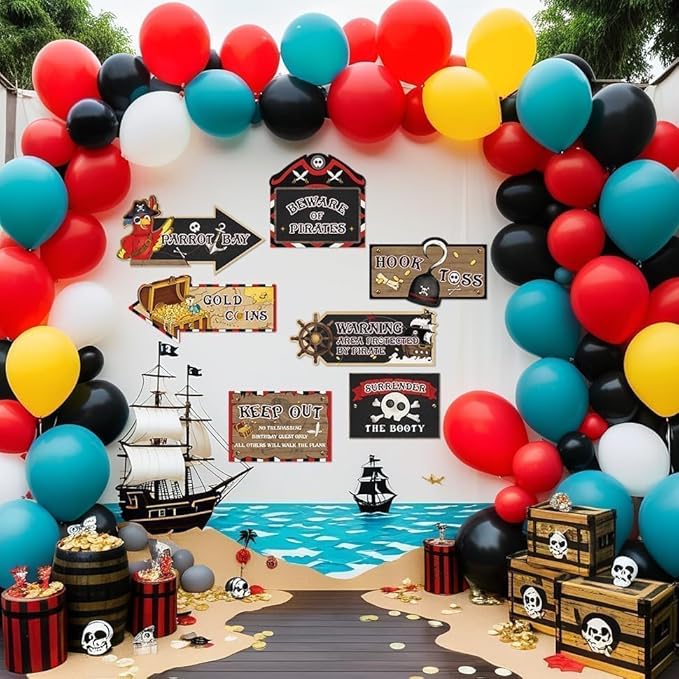 WERNNSAl Pirate Party Decorations - 10PCS Pirate Birthday Party Decorations for Adventure Birthday Party Supplies Funny Parrot Pirate Decor for Home Garden Yard Wall Decor