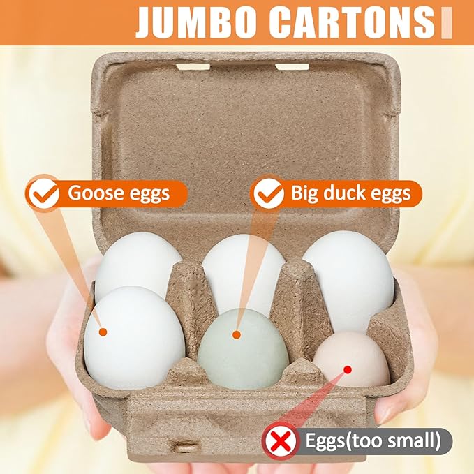 tutata Goose Egg Cartons, 15 Pack, Half Dozen Jumbo Carton, Natural Pulp Goose Egg Boxes, Blank Top