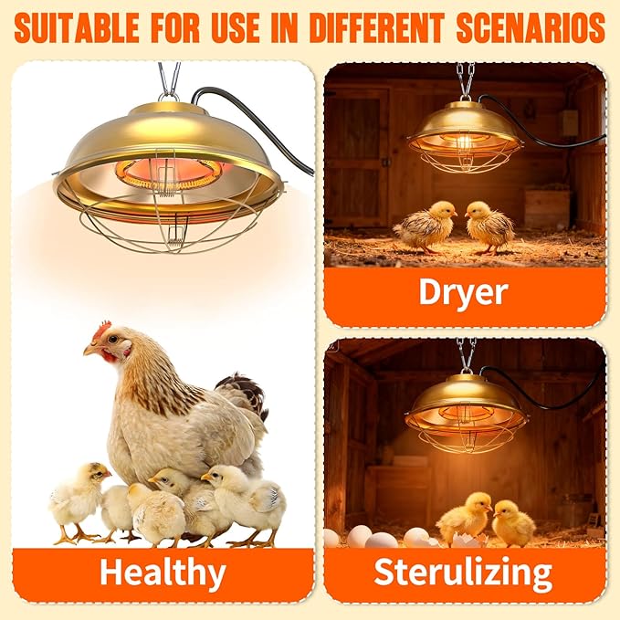 300W Heat Lamp for Chicken Coop - Waterproof Chicken Coop Heater for Indoor & Outdoor Used - Suitable for Chicken, Duck, Rabbit and Pet