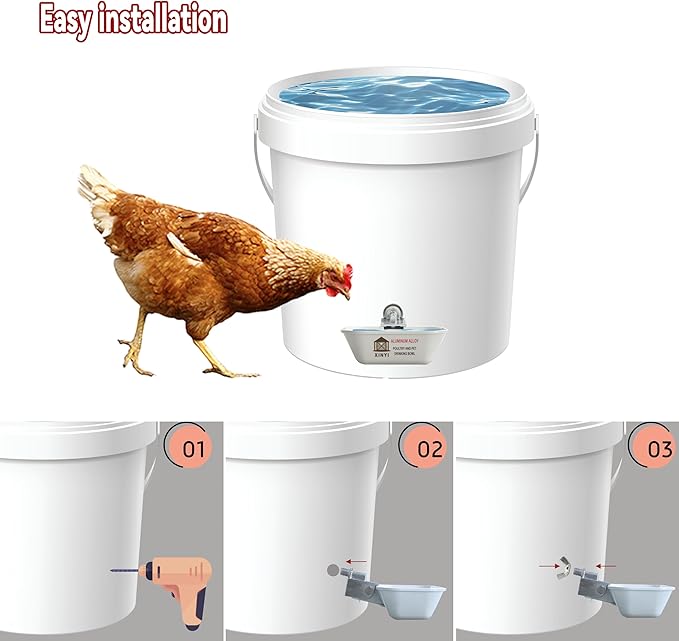 XINYI 2pcs Aluminum Alloy Chicken Water Cups, Automatic Metal Chicken Water Feeder for Dog, Cat, Bunnies, Ferret, Hamster, Guinea Pig, Chinchillas, Mice, Rats, Goat, Bird, Rabbit Water Bowl