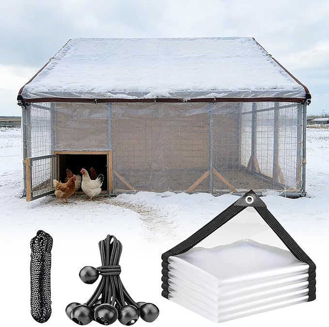 Heavy-Duty Clear Tarp for Chicken Coop 5x20 FT All-Weather Waterproof PVC Cover with Metal Grommets for Chicken Run, Greenhouses, Patios, Farm Sheds & Outdoor Projects