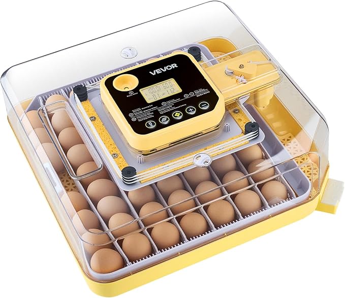 VEVOR 48 Egg Incubator, Automatic Egg Turner with LED Candler, Temperature Display & Auto Humidity Control, 360° View Clear Window, Poultry Eggs Incubator for Hatching Chicks Ducks Goose Quail