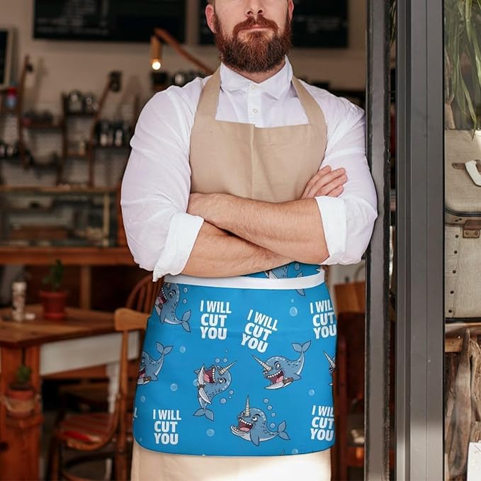 Unisex Half Waiter Waist Short Apron Waterproof Chef Works Waitress Aprons