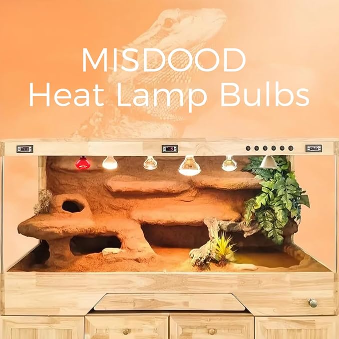 Reptile Heat Lamp 75W, 2 Pack Intense UVA Basking Light Bulbs, Flat-Base Heat Emitter, Heat Lamp Bulb for Reptile Chickens Pet Brooder