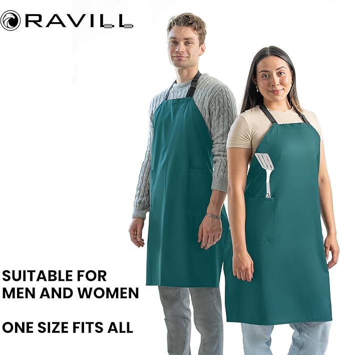 Waterproof Apron For Men and Women - 2 Pockets - 35" Long Multi Purpose Work Aprons for Dishwashing, Dog Grooming