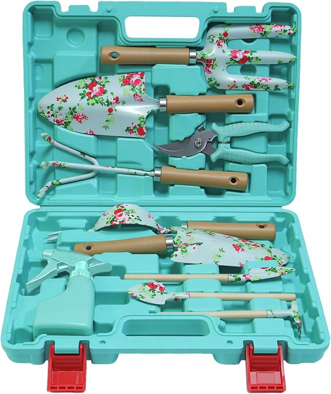 Heavy Duty Garden Hand Tools Set Gardening Hand Tools for Women Gardening Tool Set Gardening Gifts Gardening kit for Women (Light Green)