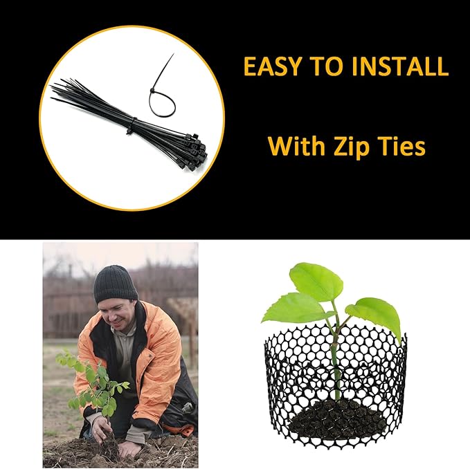 Chicken Wire Fencing Mesh Plastic with Zip Ties, 1.3×10FT Garden Netting for Moss Poles, Plastic Chicken Wire for Poultry Rabbit Fencing,Crafts,DIY - Black