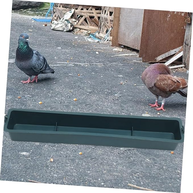 FRCOLOR 2pcs Hanging Poultry Feeder with Anti-Spill Design, Thickened Plastic Rectangular Feed Trough for Chickens, Ducks, Pigeons – 3-Compartment Bird Cage Feeding Accessory