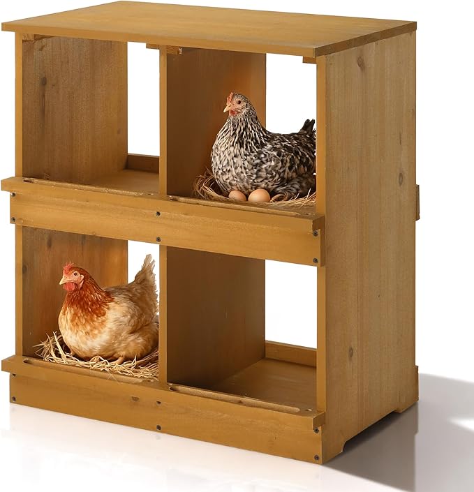 Outvita Nesting Boxes for Chickens 4 Compartments, Wood Chicken Nesting Box Wall Mount, Versatile Use Nest Box for Chicken Coop, Easy to Assemble for Chicken, Hens, Ducks