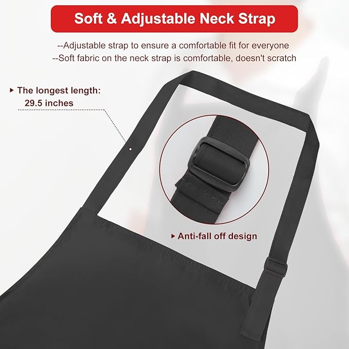 3-Layer Waterproof Apron - Pocket-Free Hygienic Design for Dishwashing & Dog Grooming - Lightweight Durable Protection for messy Kitchen Cooking, Baking, for Men & Women (2 Pack,Black)