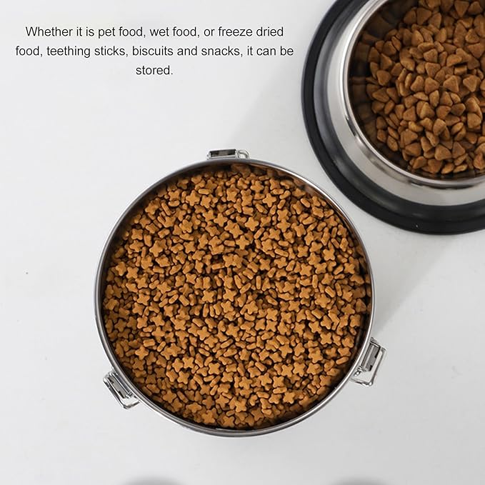 304 Stainless Steel Airtight Canister, Bucket Food Storage Containers Airtight with Lid, Leakage Proof Dog Food Treat Storage Container Jar, Dog Food Bin