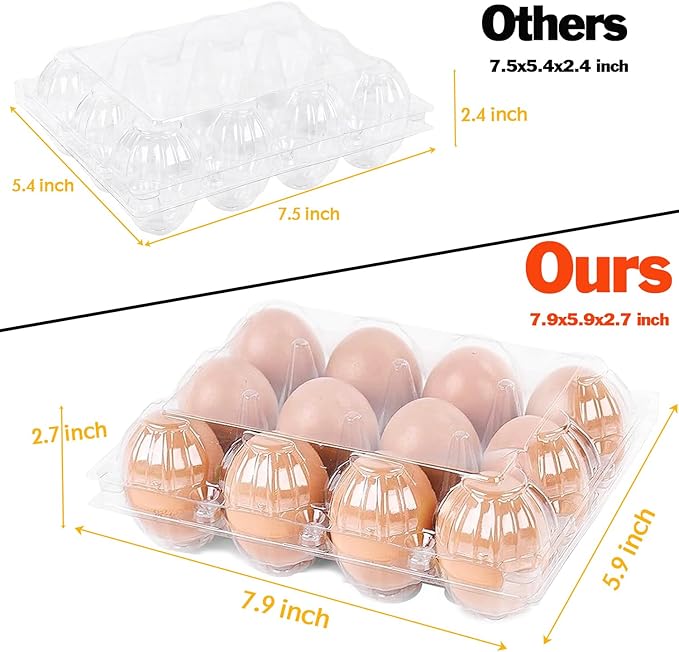 AYSUM 80 Pack Plastic Egg Cartons Cheap Bulk 12 Count, Clear Blank Egg Cartons 3 * 4 Grids, Perfect for Refrigerator Chicken Farm Markets - Medium