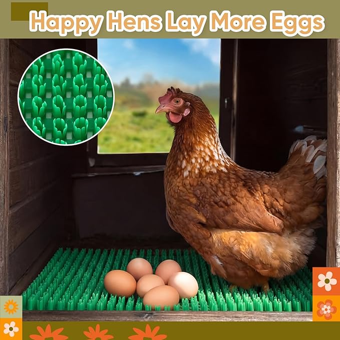 10 Pcs Chicken Nesting Pads Washable 13.8 * 11.6 Nesting Box Pads for Chickens Coop Artificial Grass Rug Accessories Plastic Grass Mat for Chicken Coop Accessories(Green)