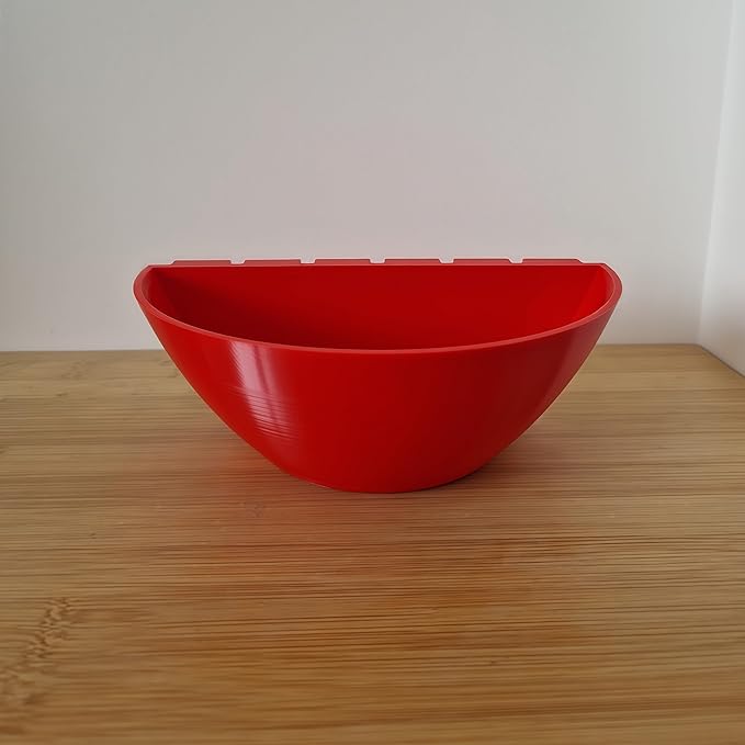 Hanging Poultry Feeder for Chickens and Ducks, Gravity-Feed Distributor, Pet Feed and Water Bowl for 19mm and 25mm Wire Grids (Red, 25mm)
