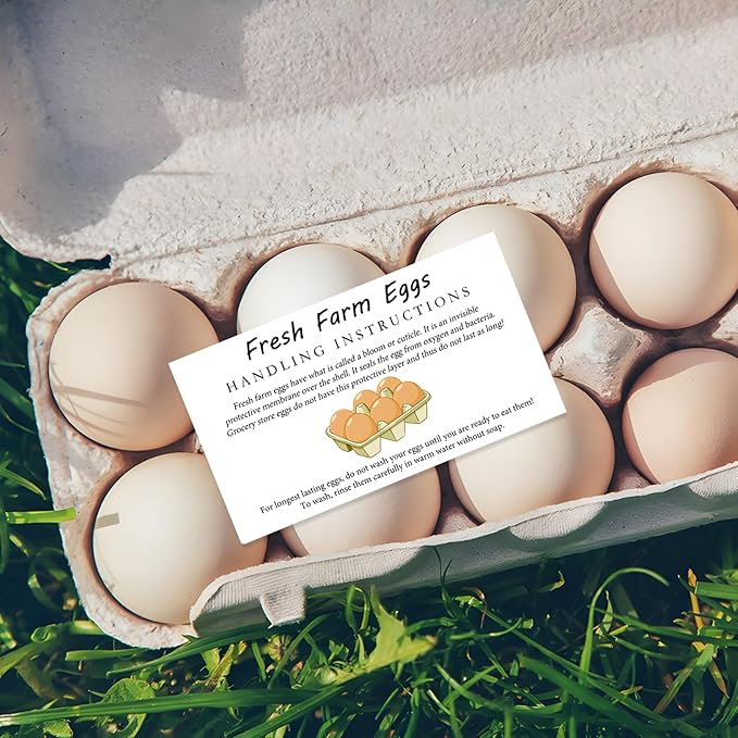 300 PCS Fresh Farm Eggs Handling Instructions Cards, 2x3.5" Cards for Carton, Basket, Farm, Supermarket