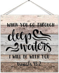 Rustic Wood Pallet Sign When You Go Through Deep Waters I Will Be With You Classical Wood Wall Pediment Rustic Wooden Craft Sign Welcome Wall Decors For Patio Yard 5x10 Inch