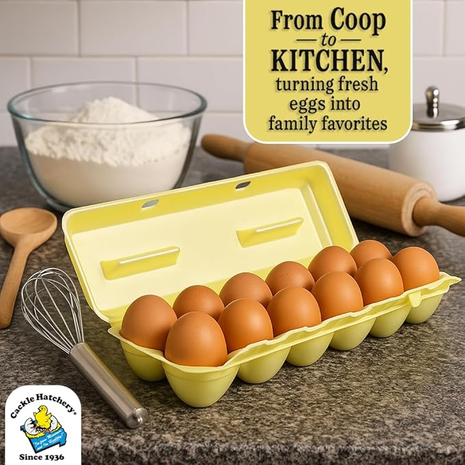 Cackle Hatchery Foam Egg Cartons for Chicken Eggs Holds 1 Dozen Eggs (Yellow, 50)
