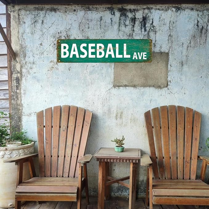 Baseball Decor Baseball Ave Signs Vintage Metal Tin Sign Baseball Street Sign Baseball Decor For Boys Room Baseball Ave Theme Party baseball Wall Decorations 4x16 Inches