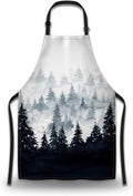 Chef Apron for Men Watercolor Mountains Landscape Trees Pinafore Aprons for Women for Kitchen Cooking Restaurant BBQ Painting Crafting 27” (W) x 31” (H), Waterproof Apron