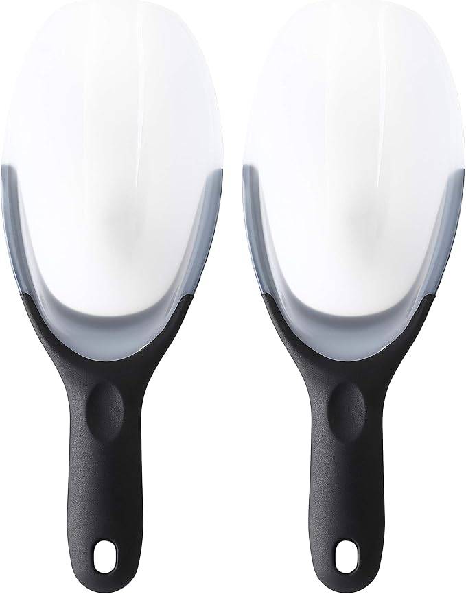 Spring Chef Magnetic Ice Scoop for Ice Machine - Durable BPA-Free Flexi-Plastic Kitchen Scoops with Soft Grip Handle - Popcorn Scooper - Dishwasher Safe Food Scooper - Set of 2 - Black