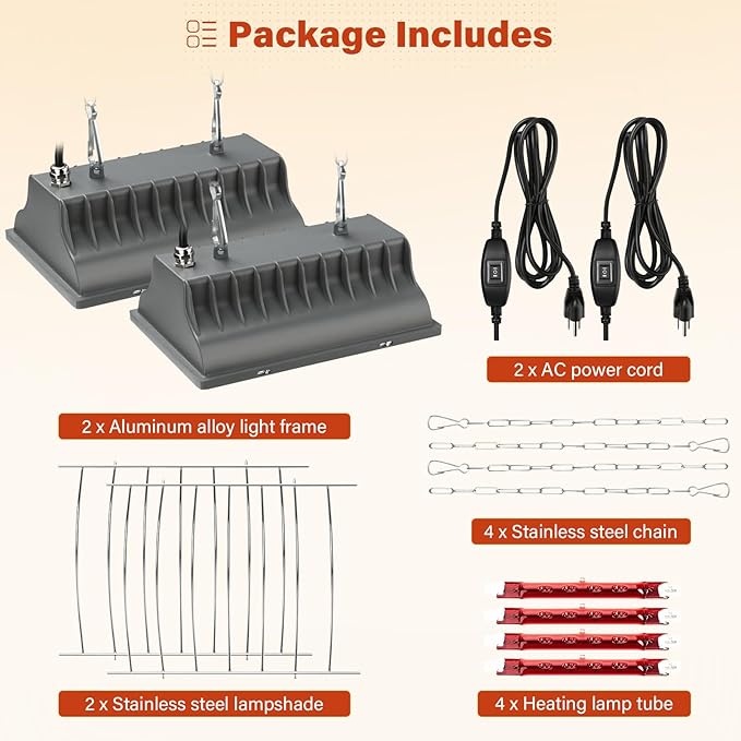 Chicken Coop Heat Lamp for Dog Kennel, Cat Bed, Reptiles & Incubators - 250W Adjustable Heat Lamp with 2 Heat Settings for Poultry, Livestock, and Pets