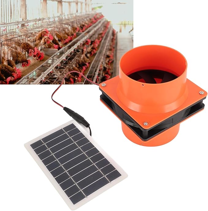 10W Solar Powered Exhaust Fan Kit with 5V Monocrystalline Silicon Solar Panel for Pet House Chicken Coop Ventilation