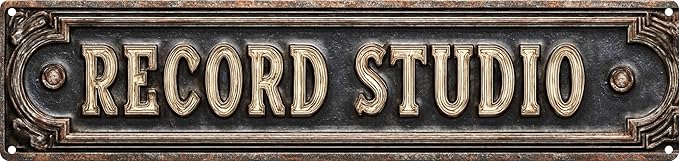 Vintage Tin Record Studio Sign Retro Metal Sign Suitable For The Record Studio - Multi-Purpose For Indoor Use Plaque 4x16 Inch