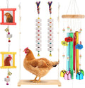 Soulchen 6 Pieces Chicken Toys for Coop Chicken Wind Chime Enrichment Toys Kits Chick Mirror with Bells Swing Hanging Chick Beak Grinding Calcium Stone for Coop Hens Chicks Poultry Birds Parrots