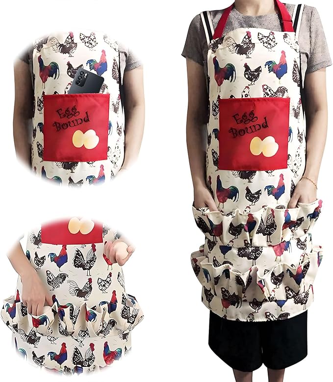 Egg Apron,Egg Collecting Apron for Chicken Duck Goose Eggs,Chicken Egg Apron for Housewife Farmhouse Kitchen Restaurant
