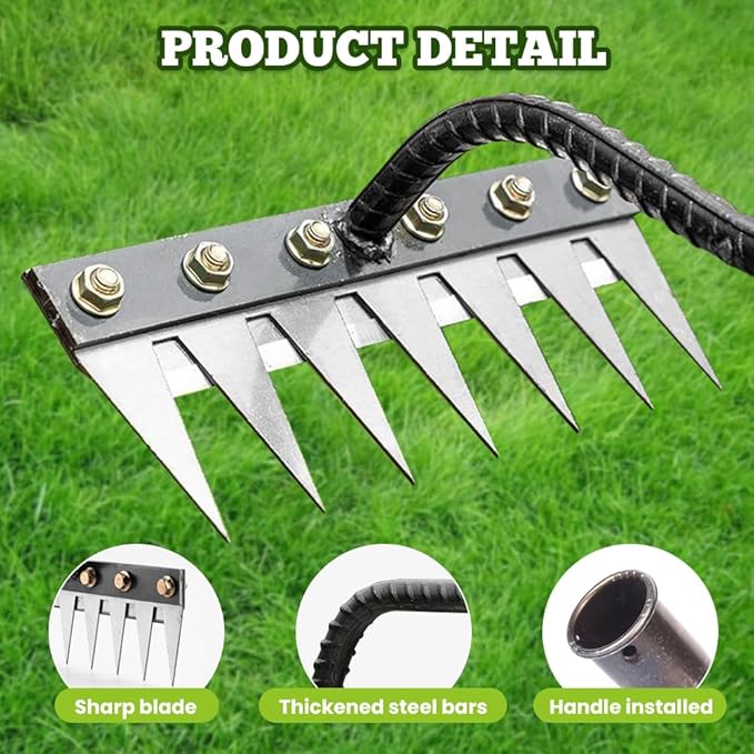 Detachable Gardening Hand Weeder Tool, Manual Weeder Claw Remover, Weed Puller Rake, Detachable Garden Hand Weeder Tool, Effective Uprooting for Lawn Garden Yard Vegetable Backyard Farm (5 Tines)