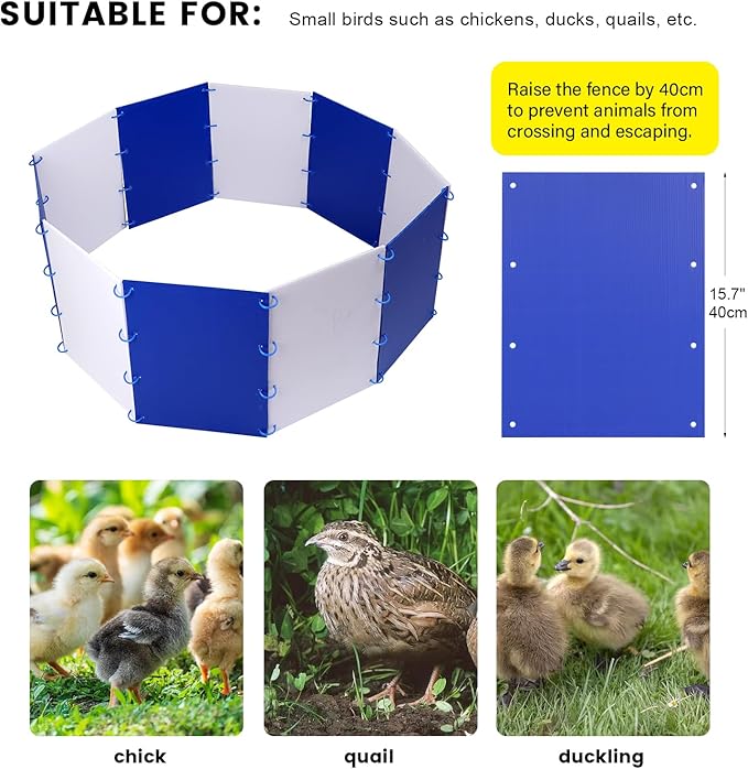 Chick Starter Kit Chicken Brooder Box for 15 Ducks Chicks Portable Coop & Chicken Cage Dog Playpen Panels for Small Animal