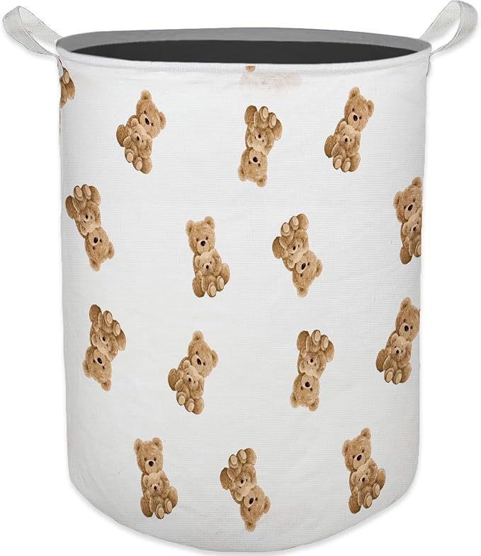 Cute Bear Kids Laundry Basket, Toybox for Boys Girls Room, Cute Laundry Basket Hamper Waterproof Collapsible Clothes Toys Storage Bin Organizer for Bedroom Bathroom Kids Room Dorm