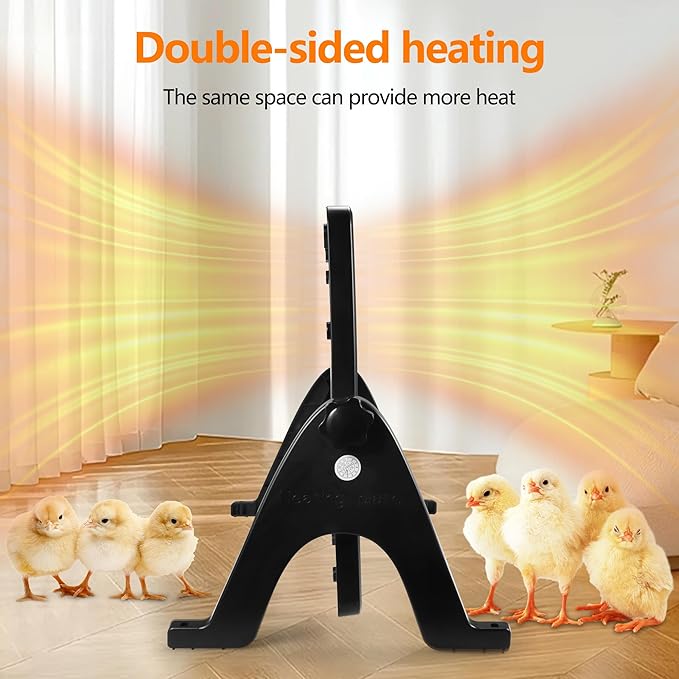 Chicken Coop Heater Winter - Safe Adjustable Temperature Heater with Remote Control, Timer-Ready for Indoor Outdoor Pets/Animals, Black