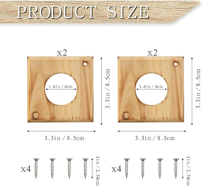 4 Pieces Bluebird House Predator Guard,Wooden Birdhouse Guard,Bird House Hole Protector Guard for Eastern Bluebird Box 1 1/2 Inch Opening