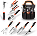 9 Piece Garden Tool Set - Heavy Duty Stainless Steel Gardening Hand Tools with Ergonomic Non-Slip Rubber Handles, Pruning Shears, Trowel and 600D Storage Tote Bag, Gardening Gifts for Women