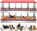 Nesting Box for Chickens, Roll Away Chicken Nesting Boxes with Easy Egg Collection Heavy Duty Metal Laying Box for Hens - 10 Compartment