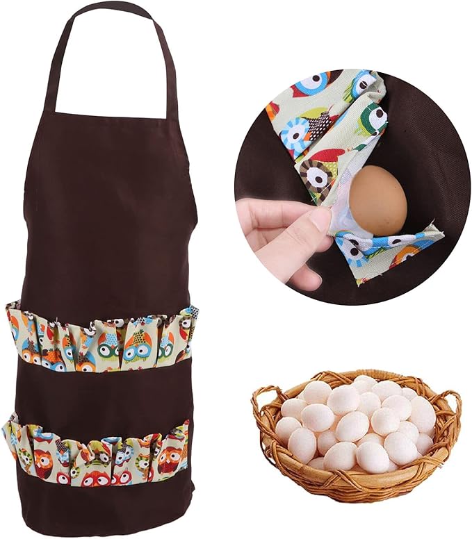 Egg Collecting Apron, Egg Collecting Gathering Holding Bib Apron with 12 Pockets for Chicken Hen Goose Duck Fresh Eggs