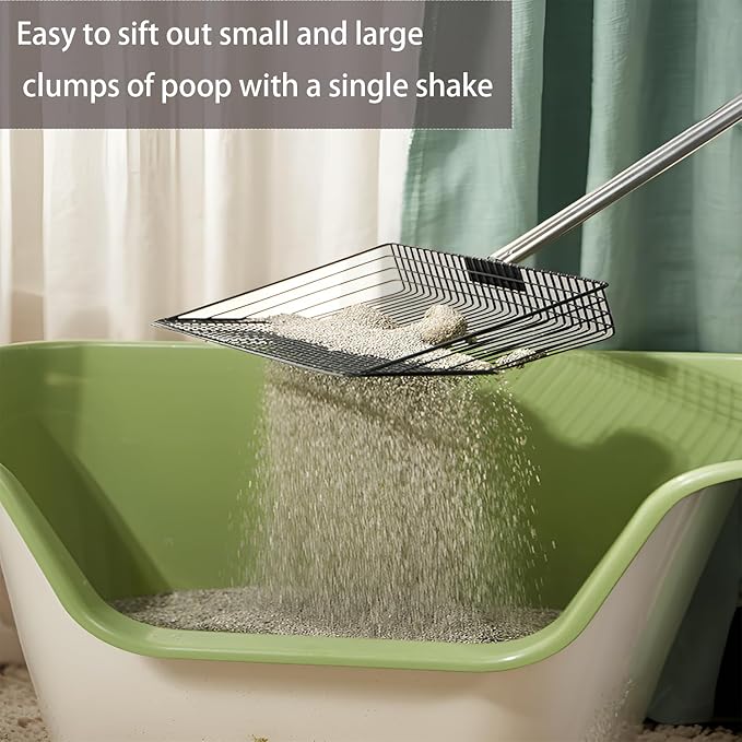 10 in Extra Large Chicken Poop Scooper,4-in-1 Stainless Steel Handle, Adjustablechicken Poop Scooper, Suitable for Chicken Coop Cleaning Cat Litter Other Heavy Duty Poop Scoop（Extra Large）